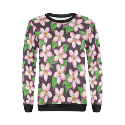 Pink Plumeria Pattern Print Design PM019 Women Long Sleeve Sweatshirt-JorJune