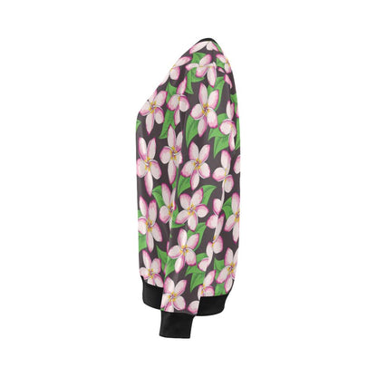 Pink Plumeria Pattern Print Design PM019 Women Long Sleeve Sweatshirt-JorJune