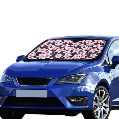 Pink Plumeria Pattern Print Design PM09 Car Sun Shade-JorJune