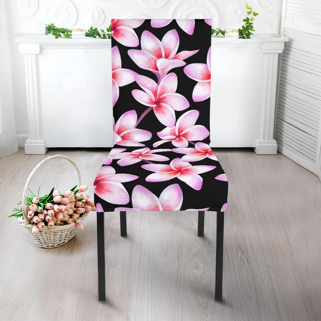 Pink Plumeria Pattern Print Design PM09 Dining Chair Slipcover-JORJUNE.COM
