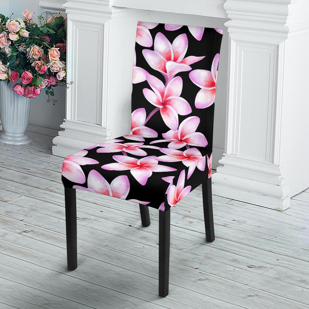 Pink Plumeria Pattern Print Design PM09 Dining Chair Slipcover-JORJUNE.COM