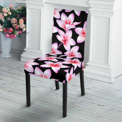 Pink Plumeria Pattern Print Design PM09 Dining Chair Slipcover-JORJUNE.COM