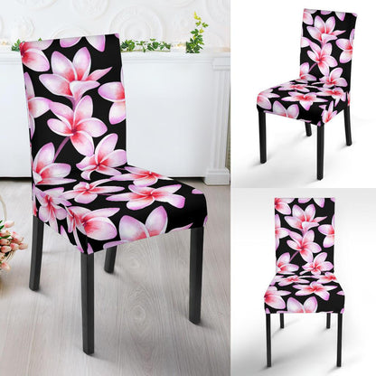 Pink Plumeria Pattern Print Design PM09 Dining Chair Slipcover-JORJUNE.COM