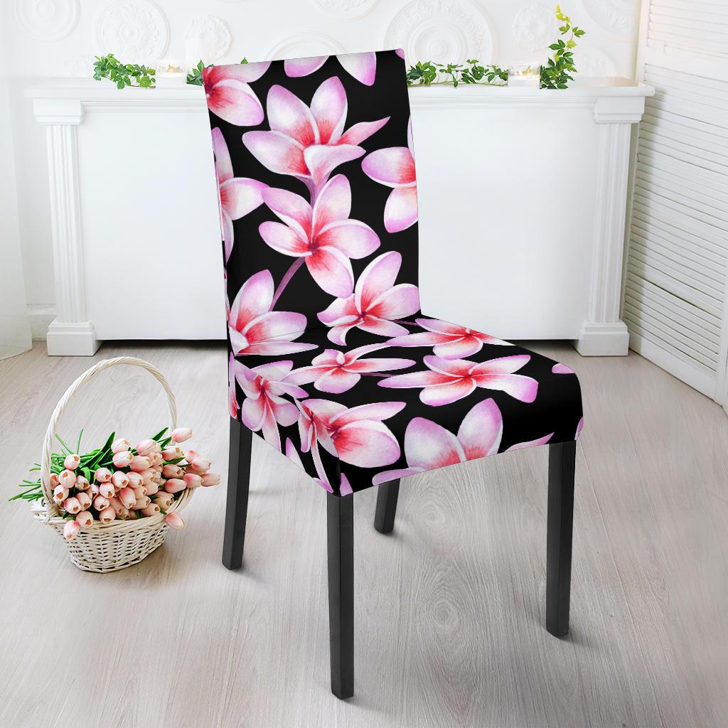 Pink Plumeria Pattern Print Design PM09 Dining Chair Slipcover-JORJUNE.COM