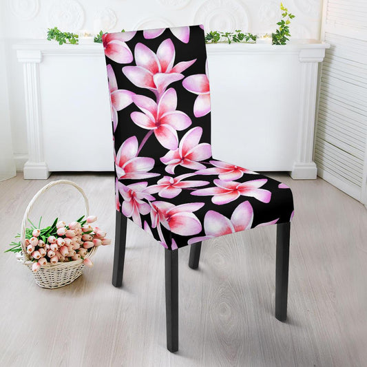 Pink Plumeria Pattern Print Design PM09 Dining Chair Slipcover-JORJUNE.COM