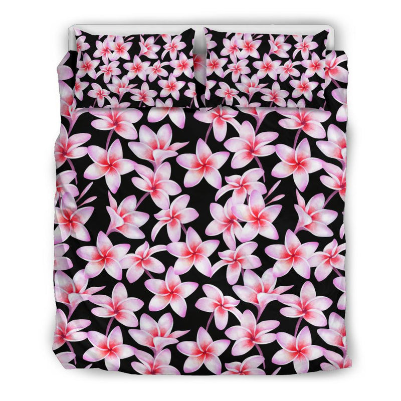 Pink Plumeria Pattern Print Design PM09 Duvet Cover Bedding Set-JORJUNE.COM