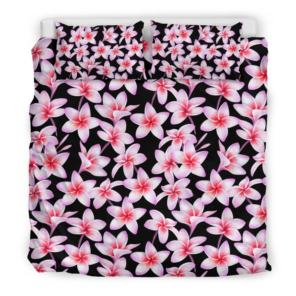 Pink Plumeria Pattern Print Design PM09 Duvet Cover Bedding Set-JORJUNE.COM