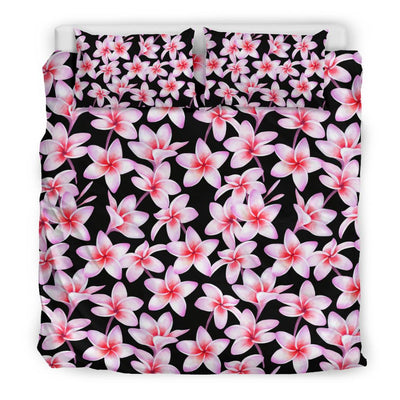 Pink Plumeria Pattern Print Design PM09 Duvet Cover Bedding Set-JORJUNE.COM