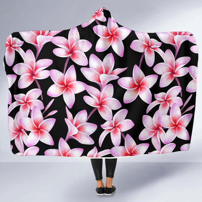 Pink Plumeria Pattern Print Design PM09 Hooded Blanket-JORJUNE.COM