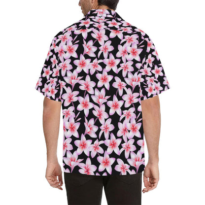 Pink Plumeria Pattern Print Design PM09 Men Hawaiian Shirt-JorJune