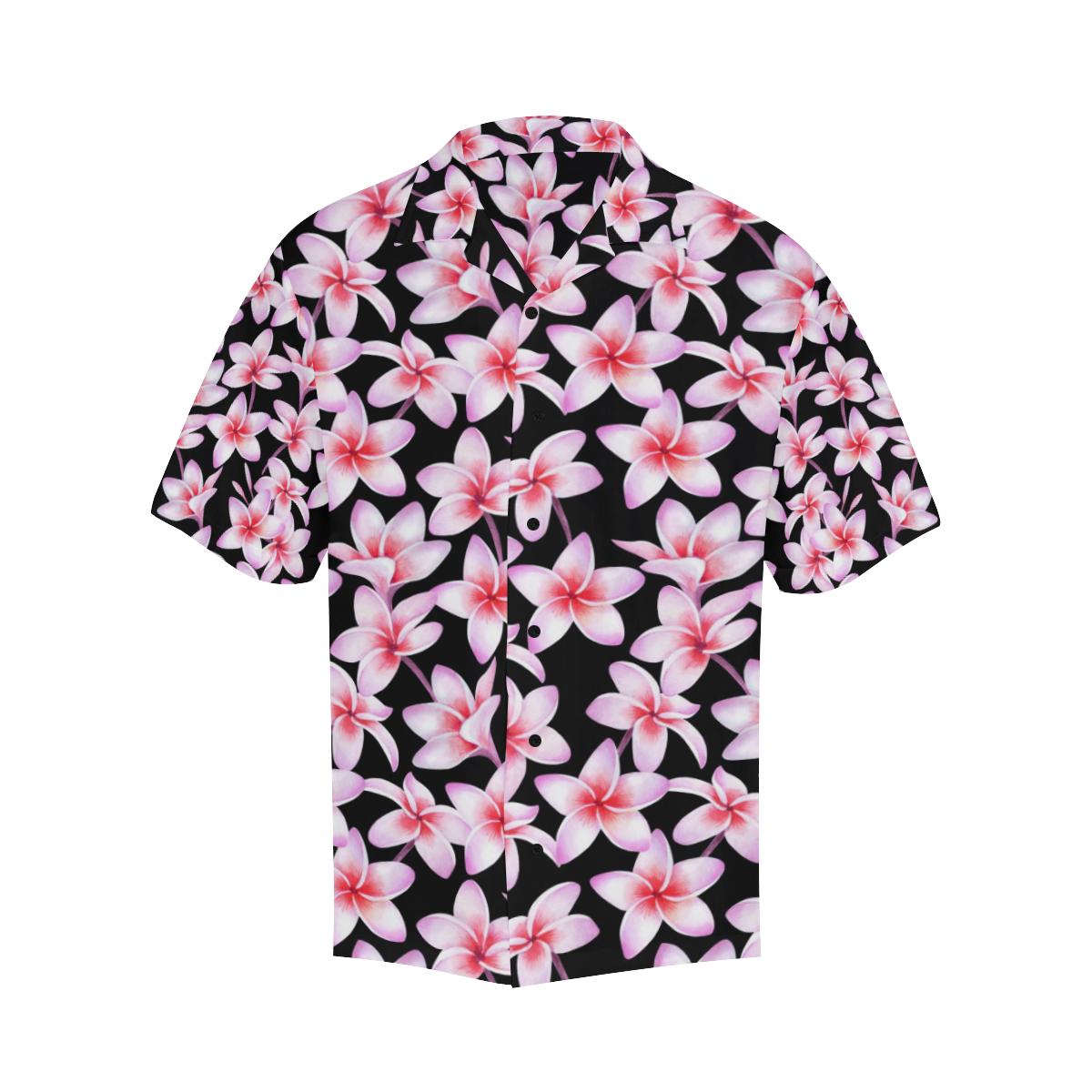 Pink Plumeria Pattern Print Design PM09 Men Hawaiian Shirt-JorJune