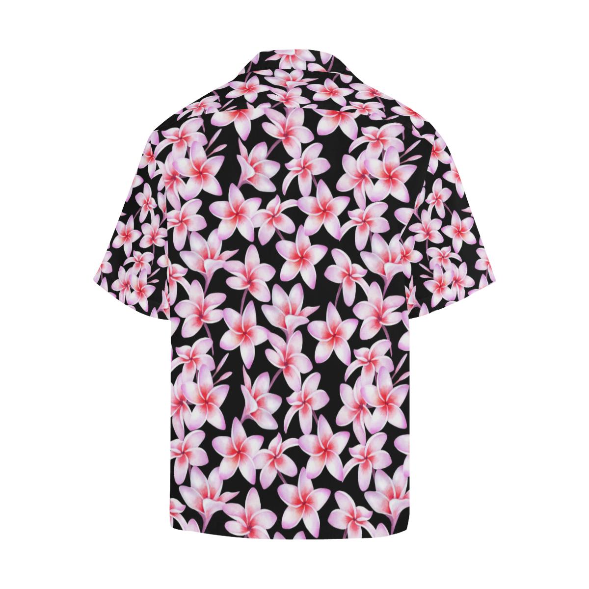 Pink Plumeria Pattern Print Design PM09 Men Hawaiian Shirt-JorJune
