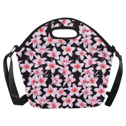 Pink Plumeria Pattern Print Design PM09 Neoprene Lunch Bag-JorJune