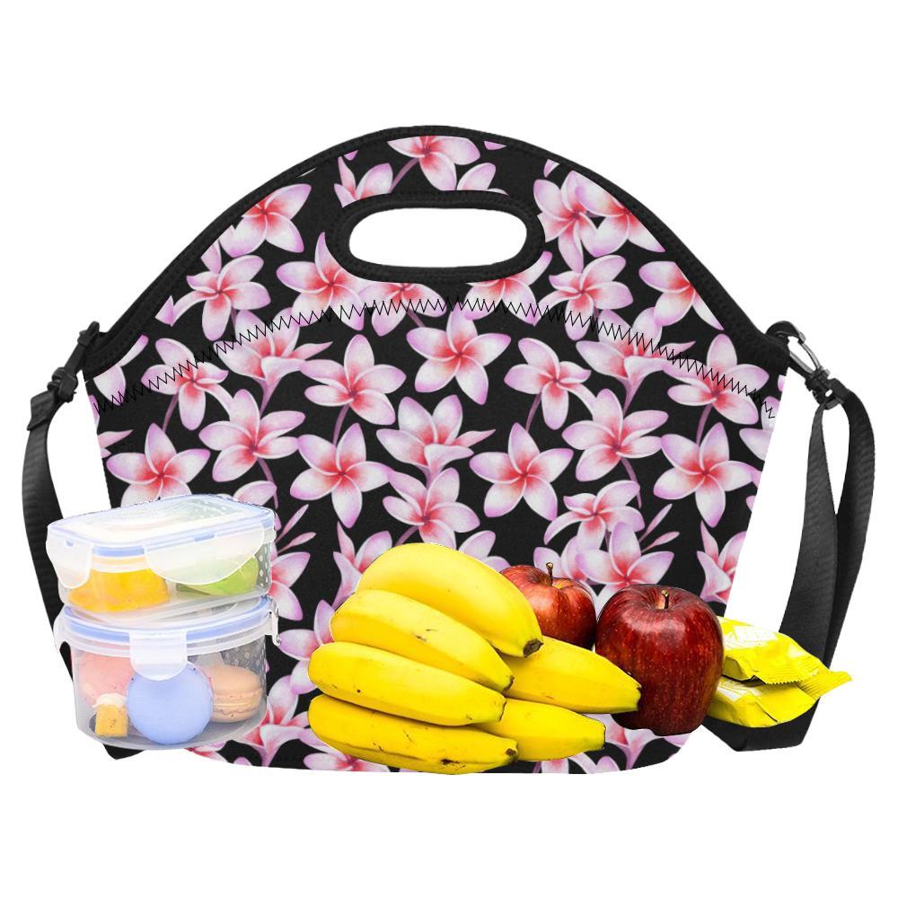 Pink Plumeria Pattern Print Design PM09 Neoprene Lunch Bag-JorJune