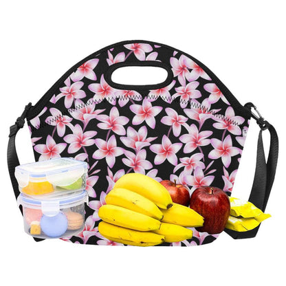Pink Plumeria Pattern Print Design PM09 Neoprene Lunch Bag-JorJune
