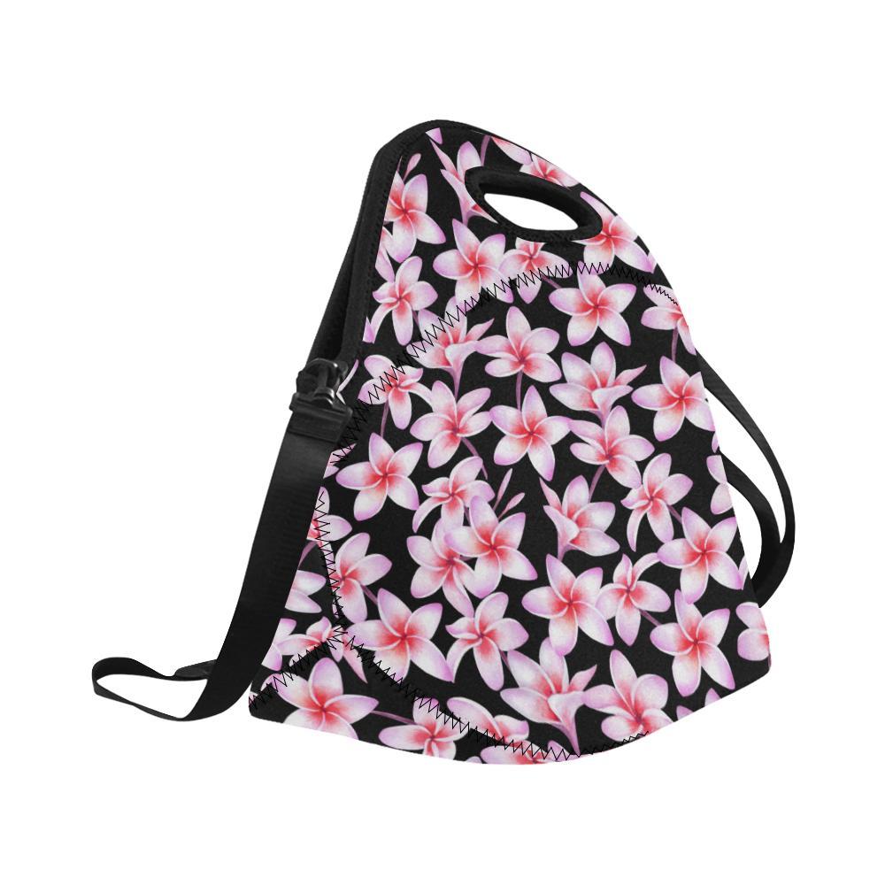 Pink Plumeria Pattern Print Design PM09 Neoprene Lunch Bag-JorJune