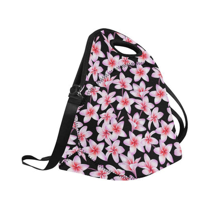 Pink Plumeria Pattern Print Design PM09 Neoprene Lunch Bag-JorJune