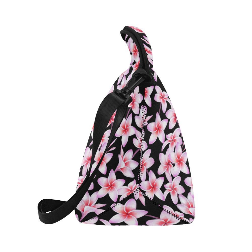 Pink Plumeria Pattern Print Design PM09 Neoprene Lunch Bag-JorJune