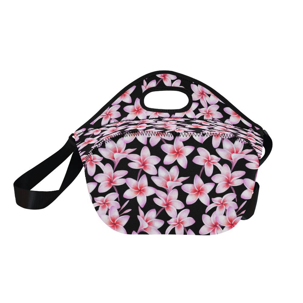 Pink Plumeria Pattern Print Design PM09 Neoprene Lunch Bag-JorJune
