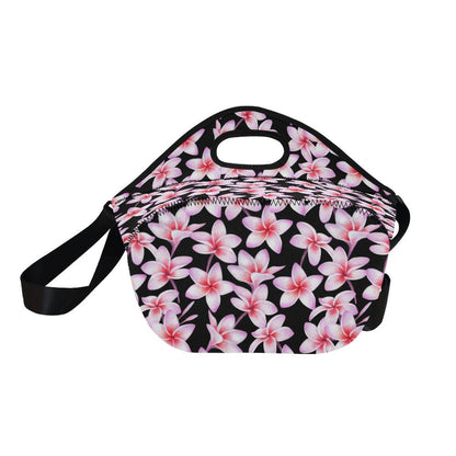 Pink Plumeria Pattern Print Design PM09 Neoprene Lunch Bag-JorJune
