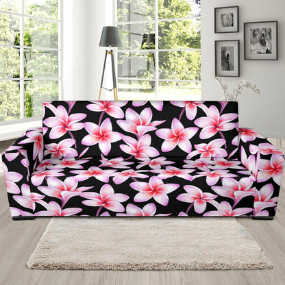 Pink Plumeria Pattern Print Design PM09 Sofa Slipcover-JORJUNE.COM