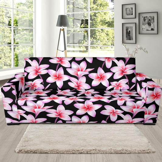 Pink Plumeria Pattern Print Design PM09 Sofa Slipcover-JORJUNE.COM