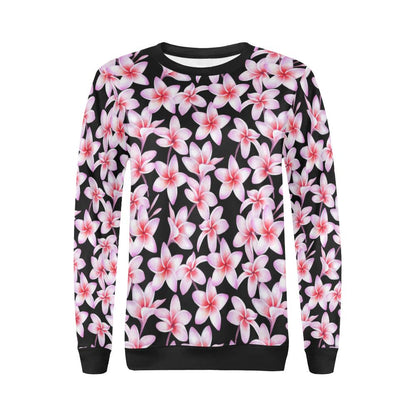 Pink Plumeria Pattern Print Design PM09 Women Long Sleeve Sweatshirt-JorJune