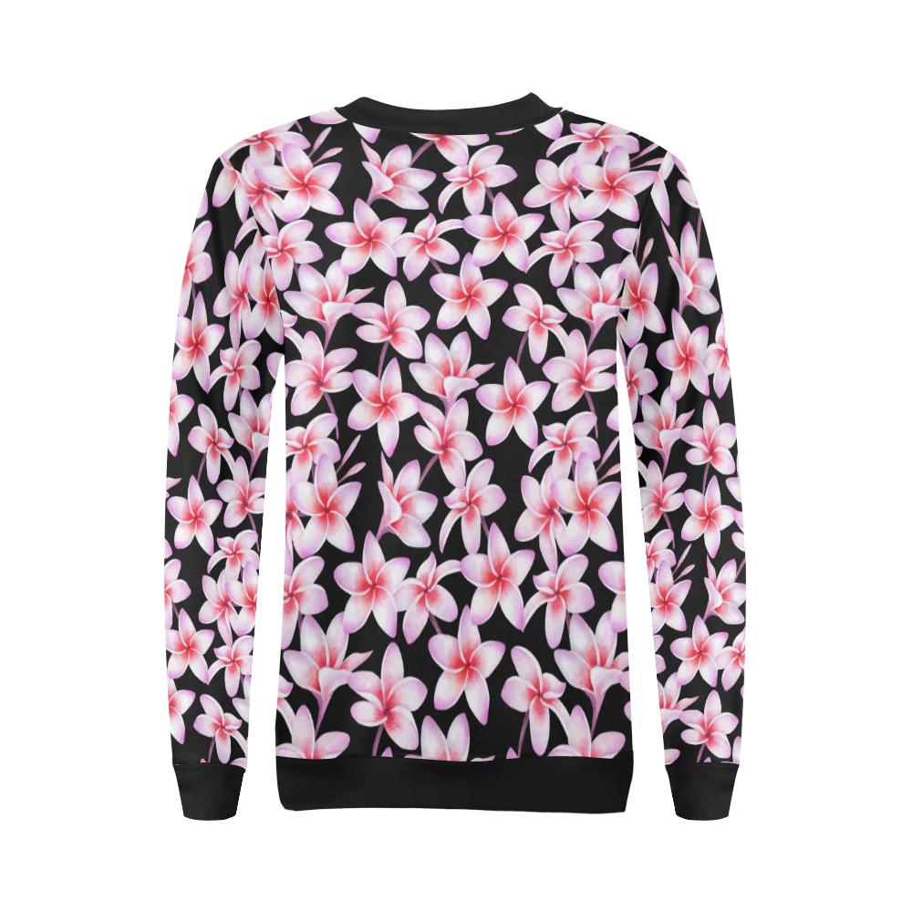 Pink Plumeria Pattern Print Design PM09 Women Long Sleeve Sweatshirt-JorJune