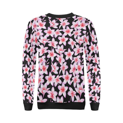 Pink Plumeria Pattern Print Design PM09 Women Long Sleeve Sweatshirt-JorJune