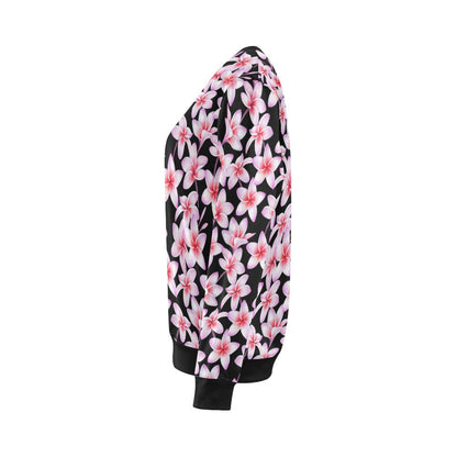 Pink Plumeria Pattern Print Design PM09 Women Long Sleeve Sweatshirt-JorJune