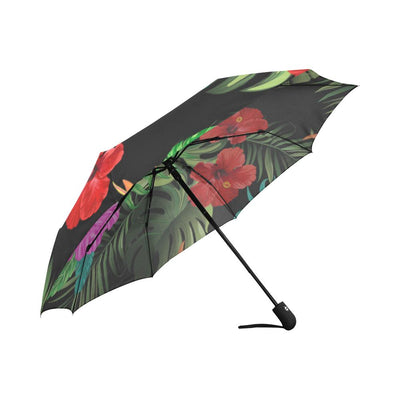 Pink Red Hibiscus Automatic Foldable Umbrella