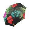 Pink Red Hibiscus Automatic Foldable Umbrella