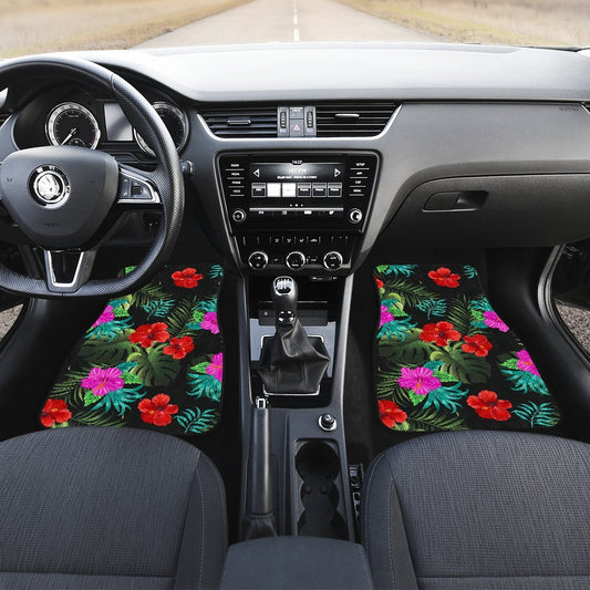 Pink Red Hibiscus Tropical Flowers Car Floor Mats