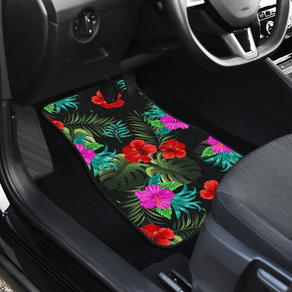 Pink Red Hibiscus Tropical Flowers Car Floor Mats