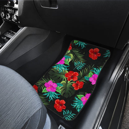 Pink Red Hibiscus Tropical Flowers Car Floor Mats