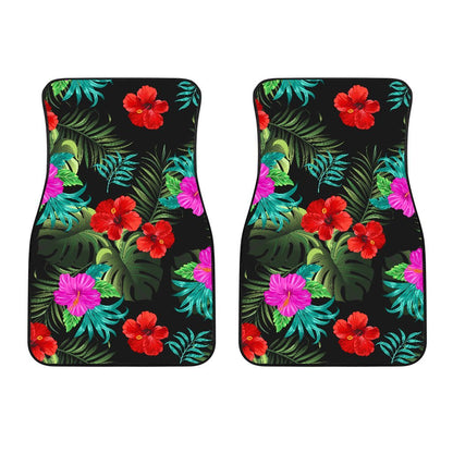 Pink Red Hibiscus Tropical Flowers Car Floor Mats