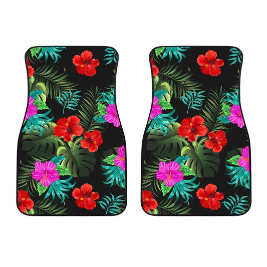 Pink Red Hibiscus Tropical Flowers Car Floor Mats