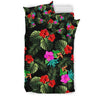 Pink Red Hibiscus Tropical Flowers Duvet Cover Bedding Set