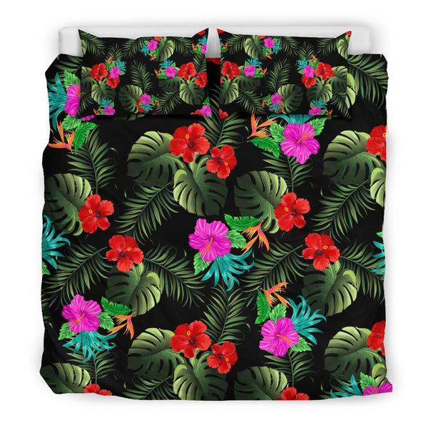 Pink Red Hibiscus Bedding Set JorJune