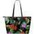 Pink Red Hibiscus Tropical Flowers Large Leather Tote Bag