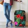 Pink Red Hibiscus Tropical Flowers Luggage Cover Protector