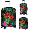 Pink Red Hibiscus Tropical Flowers Luggage Cover Protector