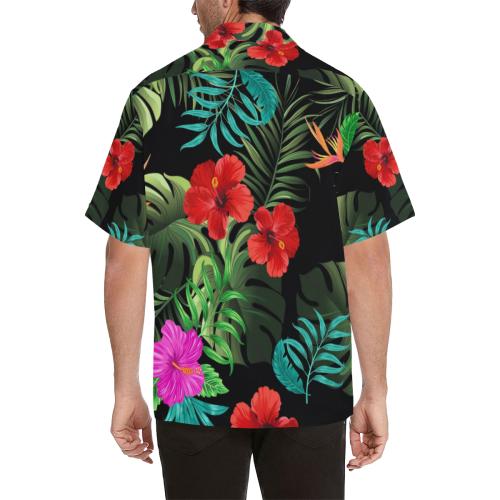 Pink Red Hibiscus Men Hawaiian Shirt