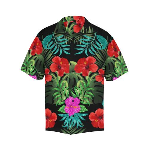 Pink Red Hibiscus Men Hawaiian Shirt