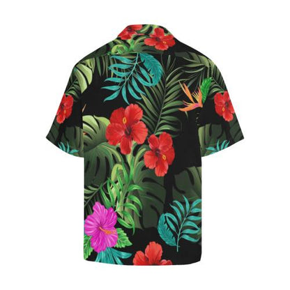 Pink Red Hibiscus Men Hawaiian Shirt