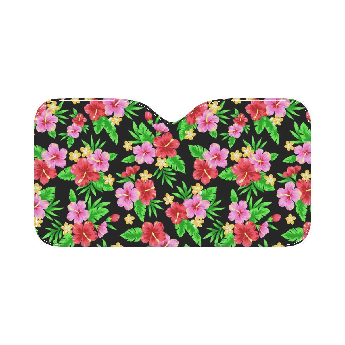 Pink Red Hibiscus Pattern Print Design HB023 Car Sun Shade-JorJune