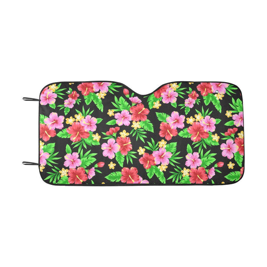 Pink Red Hibiscus Pattern Print Design HB023 Car Sun Shade-JorJune