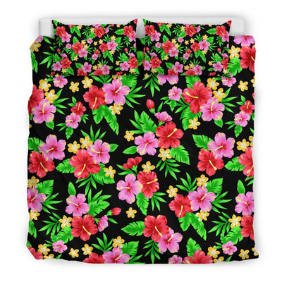 Pink Red Hibiscus Pattern Print Design HB023 Duvet Cover Bedding Set-JORJUNE.COM