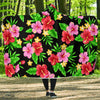 Pink Red Hibiscus Pattern Print Design HB023 Hooded Blanket-JORJUNE.COM