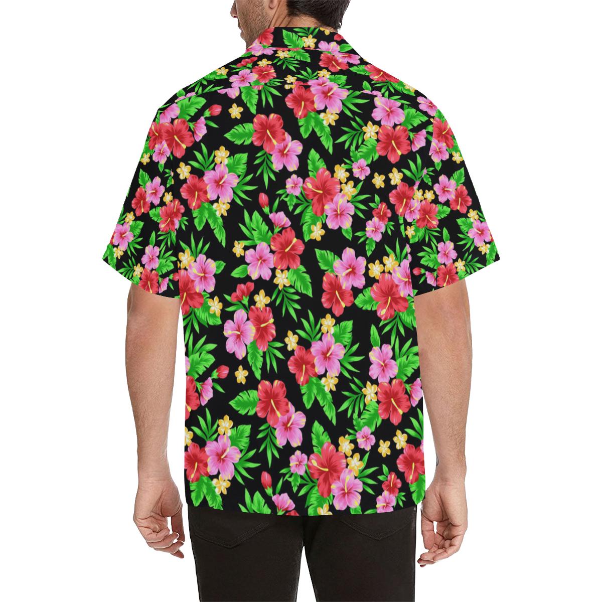 Pink Red Hibiscus Pattern Print Design HB023 Men Hawaiian Shirt-JorJune